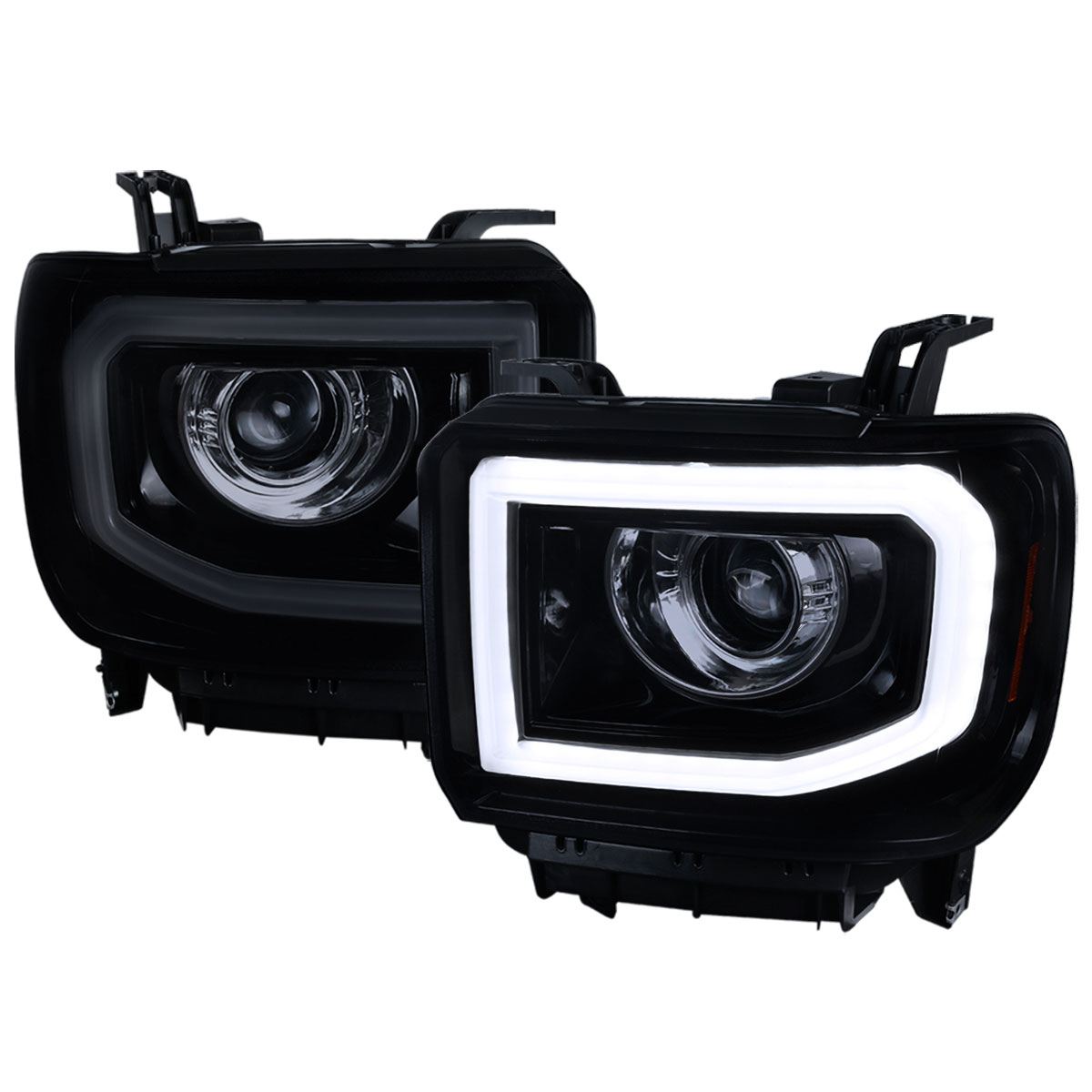 Spec D Tuning GMC Sierra Projector Headlights Glossy Black 2LHP