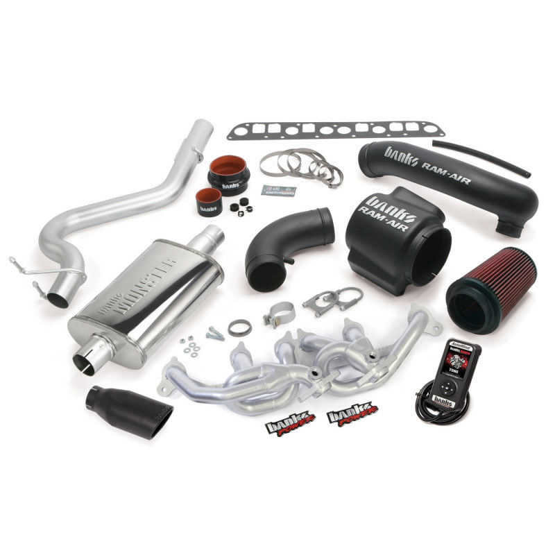 Banks Power 51337-b | 04-06 Jeep 4.0L Wrangler Unlimited PowerPack System - SS Single Exhaust w/ Black Tip; 2004-2006