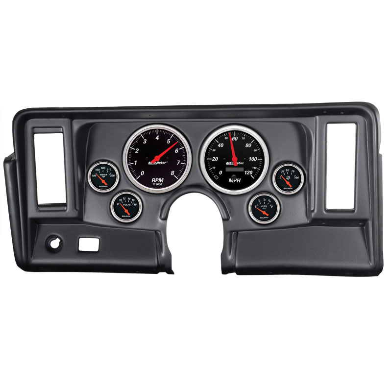 AutoMeter 7024-DB | Autometer Designer Black 69-76 Nova Dash Kit 6pc Tach / MPH / Fuel / Oil / WTMP / Volt; 1969-1976