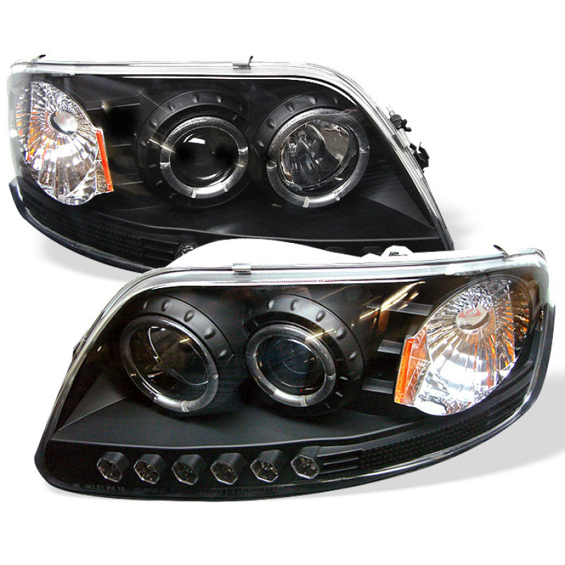 SPYDER 5010261 | Spyder Ford Expedition ( Manu. Date June ) 1PC Halo LED ( Replaceable LEDs ) Projector Headlights - Black - (PRO-YD-FF15097-1P-AM-BK); 1997-2002