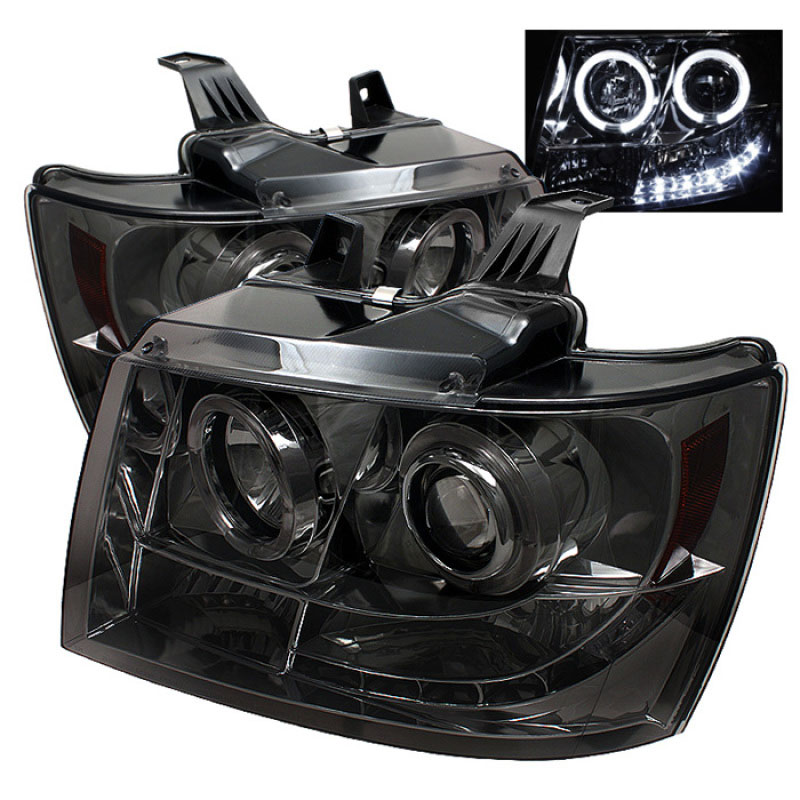 SPYDER 5009661 | Spyder Chevrolet Avalanche Halo LED ( Replaceable LEDs ) Projector Headlights - Smoke - (PRO-YD-CSUB07-HL-SM); 2007-2012