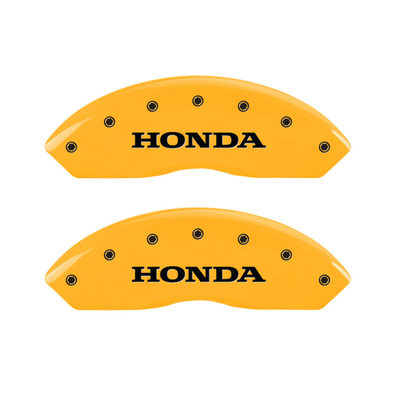 MGP 20211SHOHYL | 4 Caliper Covers Engraved Front Honda Rear H Logo Yellow Finish Black Char 2010 Honda Crosstour; 2010-2011