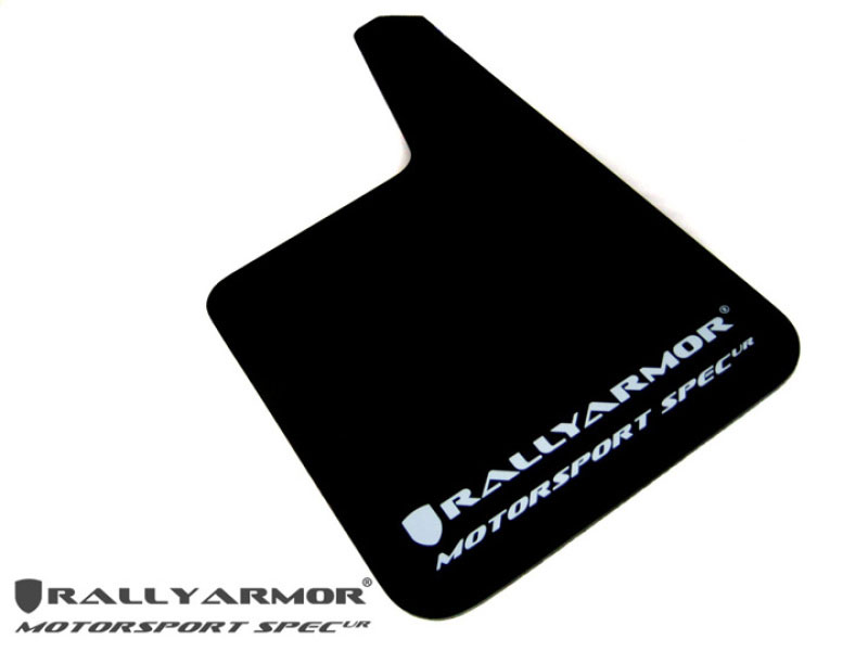 Rally Armor mf20-msur-bk/wh | Universal Fitment (no hardware) Motorsport Spec Black Urethane Mud Flap w/ White Logo