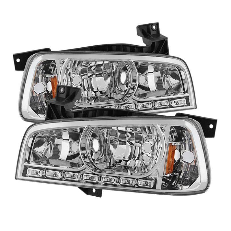 SPYDER 5017628 | xTune Dodge Charger 1PC LED Crystal Headlights - Chrome; 2006-2010