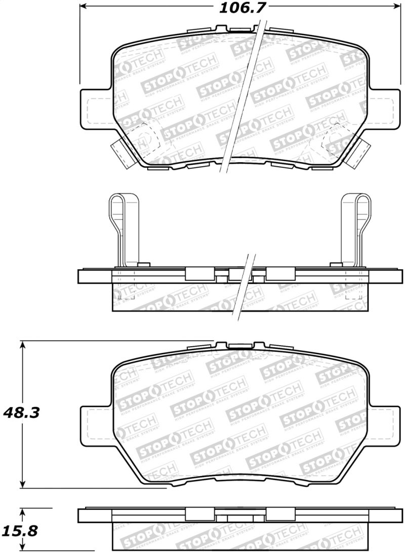 Stoptech 308.10900 | StopTech Street Brake Pads Acura RL, Rear; 2005-2012