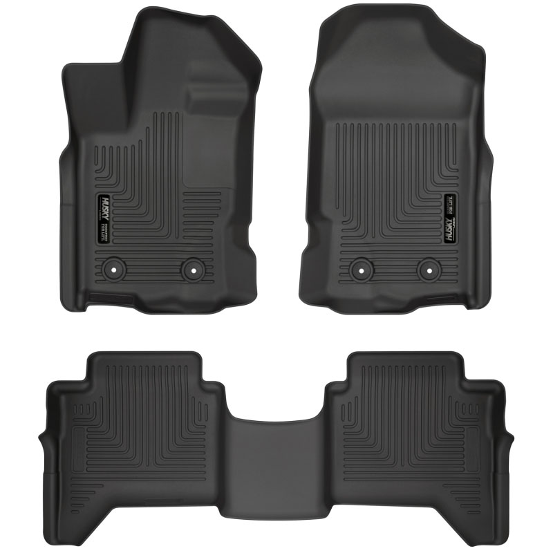 Husky Liners 94101 | 2019+ Ford Ranger SuperCrew Cab Weatherbeater Black Front & 2nd Seat Floor Liners; 2019-2023