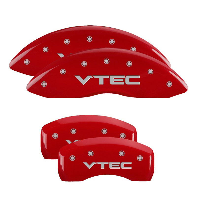 MGP 20139SVTCRD | 4 Caliper Covers Engraved Front & Rear Vtech Red finish silver ch; 2006-2008