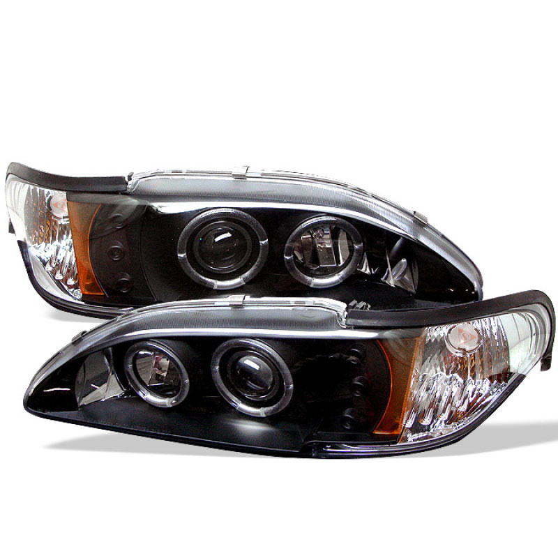 SPYDER 5010391 | Spyder Ford Mustang 1PC Halo LED ( Replaceable LEDs ) Projector Headlights - Black - (PRO-YD-FM94-1PC-AM-BK); 1994-1998