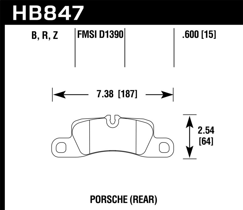 Hawk Performance HB847Z.600 | Hawk 11-18 Porsche Cayenne Performance Ceramic Rear Brake Pads; 2011-2018