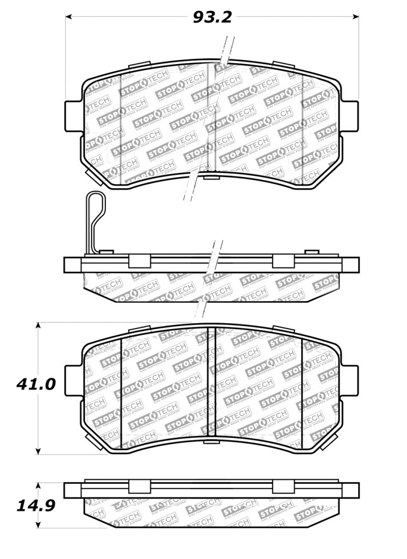 Stoptech 305.11570 | StopTech Street Select Brake Pads Hyundai Accent, Rear; 2006-2007