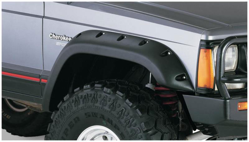 Bushwacker 10035-07 | 84-01 Jeep Cherokee Cutout Style Flares 2pc Fits 4-Door Sport Utility Only - Black; 1984-2001