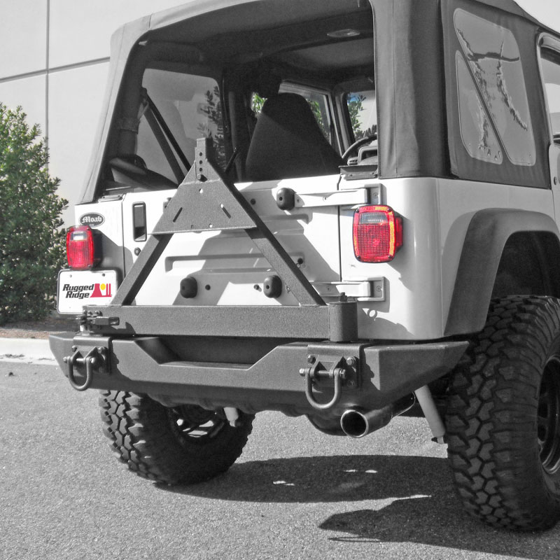 Rugged Ridge 11546.42 | Tire Carrier XHD Rear Bumper 76-06 Jeep CJ / Jeep Wrangler; 1976-2006