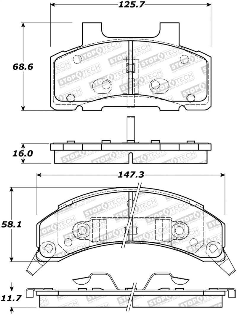 Stoptech 308.02150 | StopTech Street Brake Pads Oldsmobile Cutlass Ciera, Front; 1990-1996