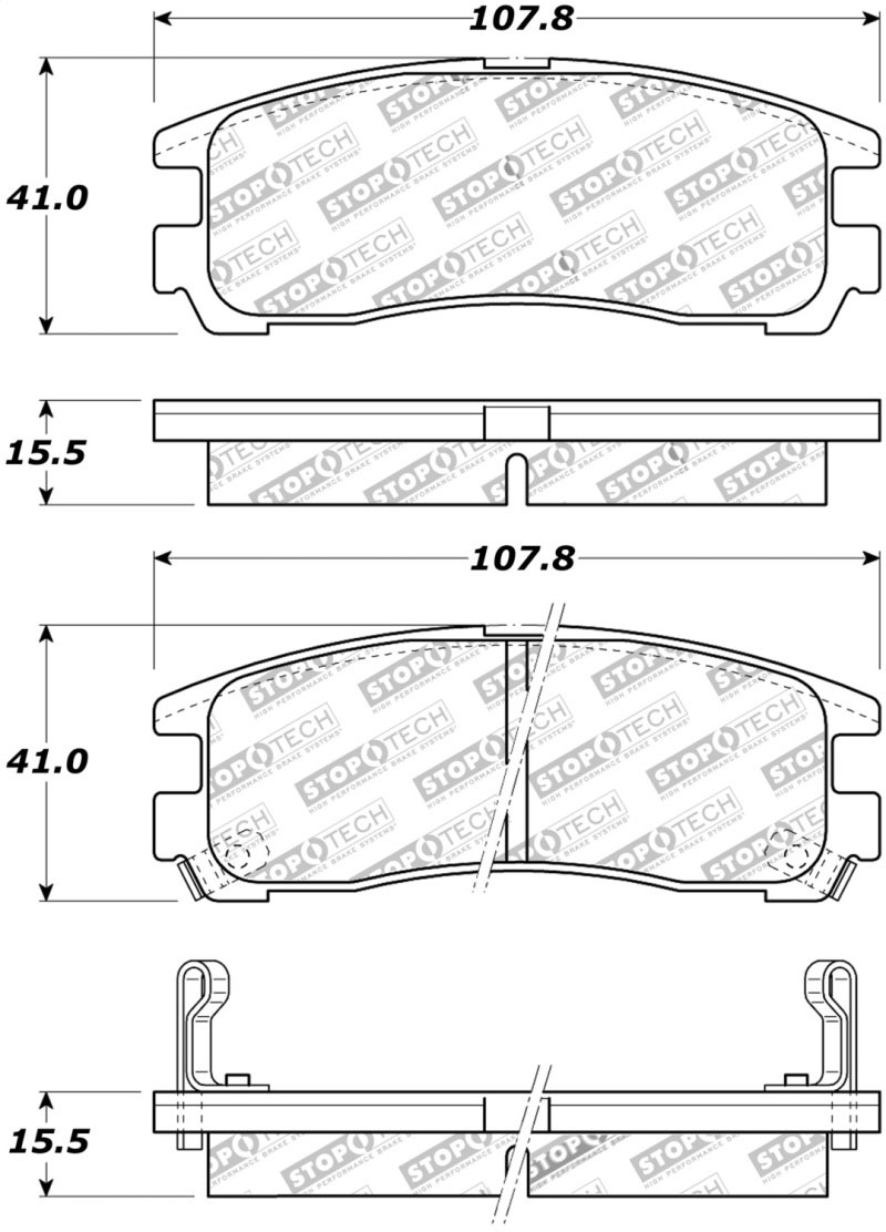 Stoptech 308.03830 | StopTech Street Brake Pads Chrysler Sebring, Rear; 1995-2005