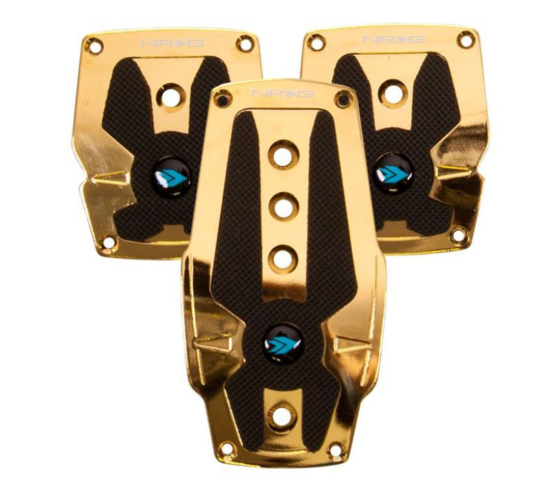 NRG pdl-200cg | Aluminum Sport Pedal M/T - Chrome Gold w/Black Rubber Inserts