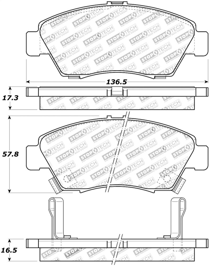 Stoptech 308.06210 | StopTech Street Brake Pads Honda Fit, Front; 2007-2008