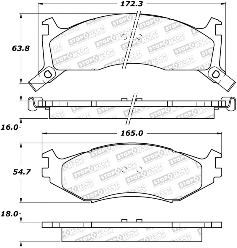 Stoptech 308.05240 | StopTech Street Brake Pads Plymouth Grand Voyager 14 Wheels, Front; 1991-1995