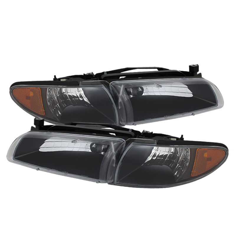 SPYDER 9023347 | Xtune Pontiac Grand Prix 97-03 Crystal Headlights w/ Amber Corner Lights HD-JH-PGPRIX-SET-AM-BK; 1997-2003