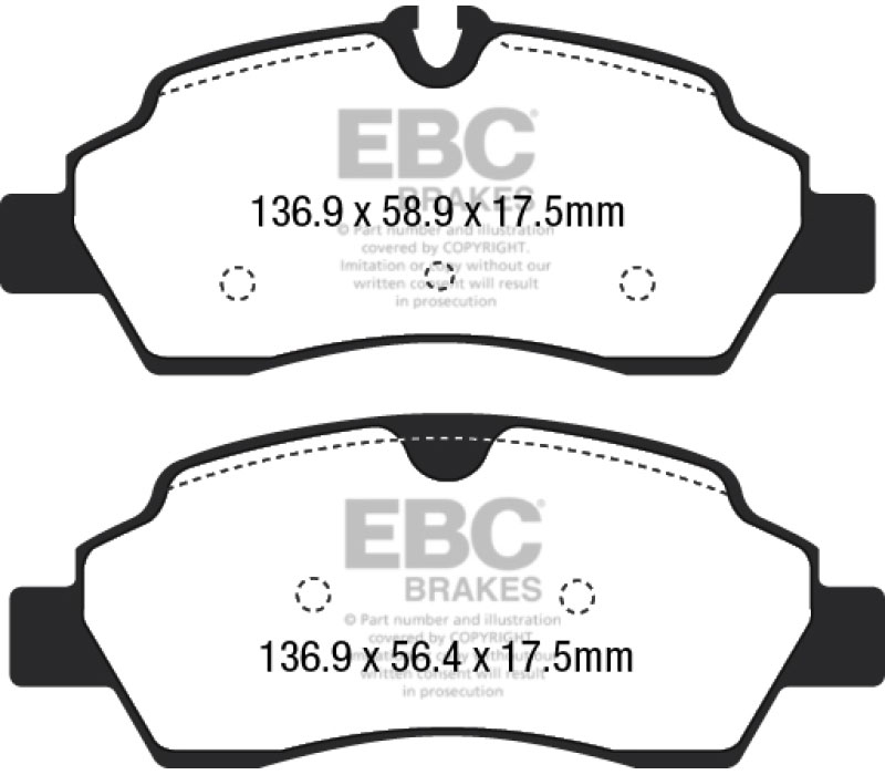 EBC ud1775 | 15+ Ford Transit 2.2 TD Ultimax2 Rear Brake Pads; 2015-2023