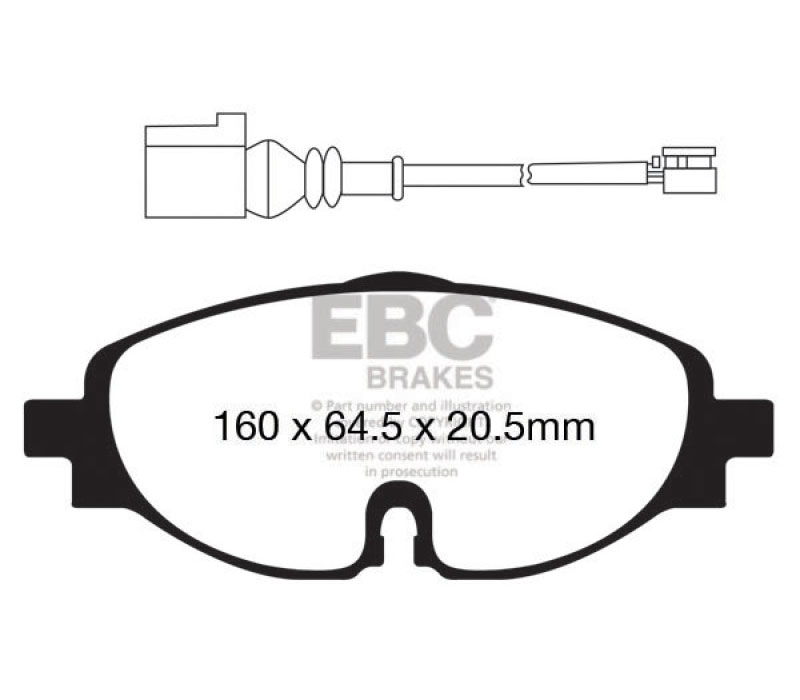 EBC ud1760 | 14+ Audi A3 1.8 Turbo Ultimax2 Front Brake Pads; 2014-2023