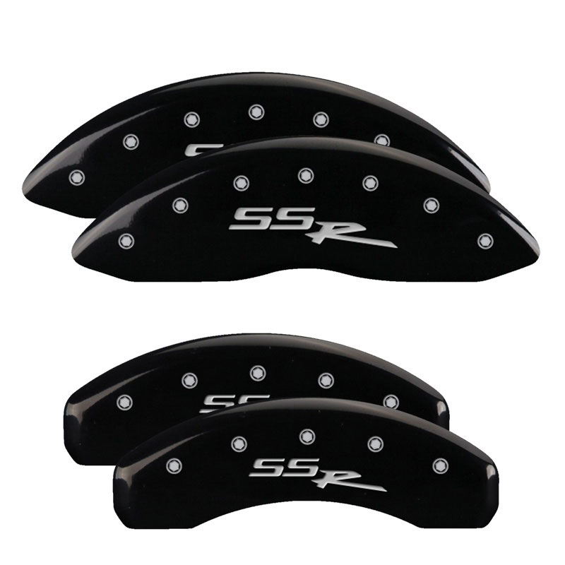 MGP 14030SSSRBK | 4 Caliper Covers Engraved Front & Rear SSR Black finish silver ch; 2006-2006