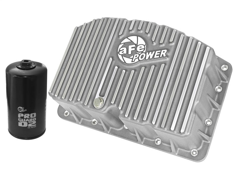 aFe 46-70320 | Street Series Engine Oil Pan Raw w/ Machined Fins; 11-17 Ford Powerstroke V8-6.7L (td); 2011-2017