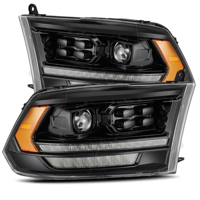 AlphaRex 880524 | Dodge Ram 1500HD PRO-Series Proj Headlights Plank Style Alpha Black w/Seq Signal/DRL; 2009-2018