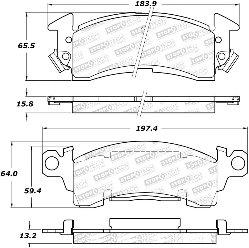 Stoptech 308.00520 | StopTech Street Brake Pads Pontiac Bonneville Base, Front; 1969-1970