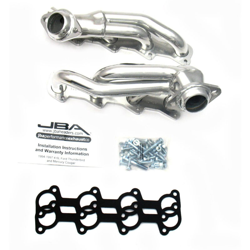 JBA 1626sjs | 94-97 Ford Thunderbird 4.6L 2V 1-1/2in Primary Silver Ctd Cat4Ward Header; 1994-1997