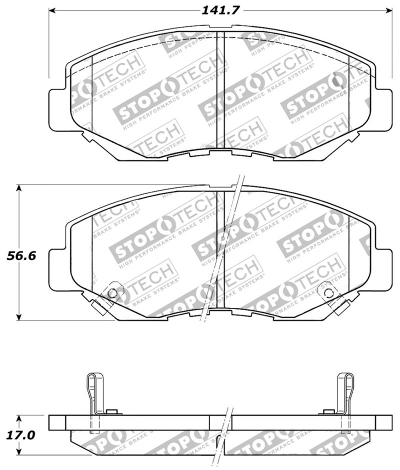 Stoptech 309.09140 | StopTech Sport Brake Pads Honda Civic Sport, Front; 2017-2018