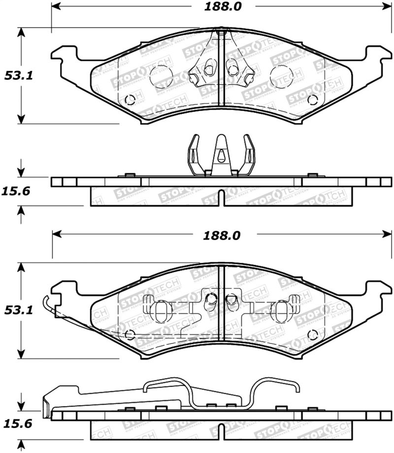 Stoptech 308.03240 | StopTech Street Brake Pads Ford Taurus exc Police Pkg, Front; 1990-1992