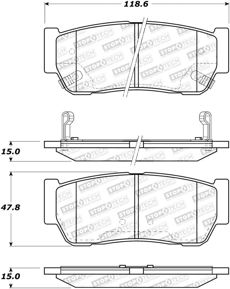 Stoptech 308.09541 | StopTech Street Brake Pads Kia Sedona, Rear; 2006-2006