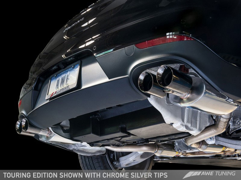 AWE Tuning 3015-42060 | Porsche Panamera Base 3.6L 2/4 Touring Edition Exhaust - Chrome Silver Tips; 2011-2013