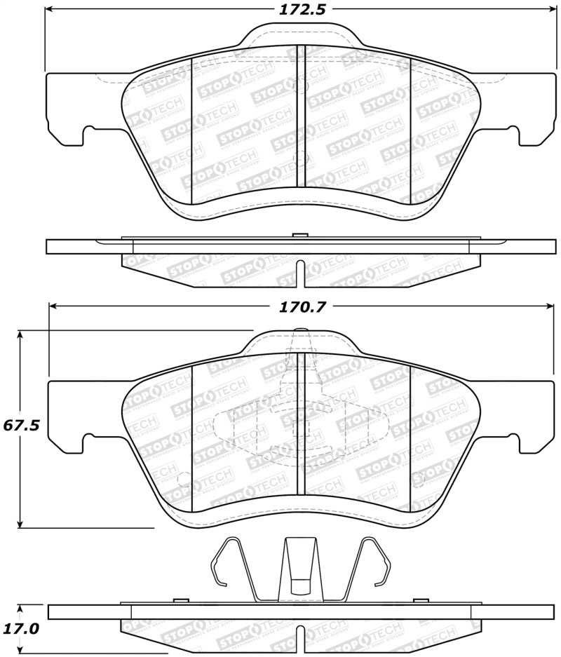 Stoptech 308.10471 | StopTech Street Brake Pads Mercury Mariner Steel Piston, Front; 2009-2011