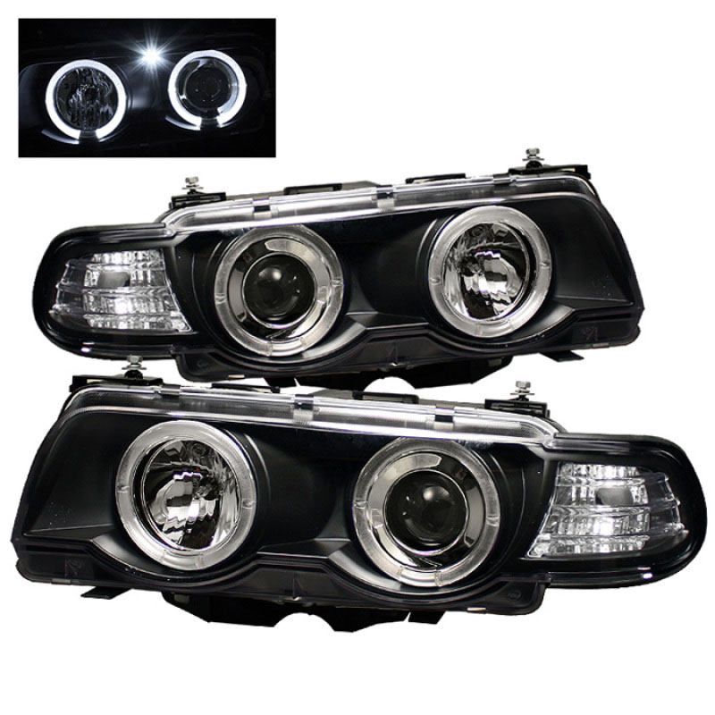 SPYDER 5008862 | Spyder BMW E38 7-Series HID TYPE 1PC Halo Amber Projector Headlights - Black - (PRO-YD-BMWE3899-HID-HL-BK); 1999-2001