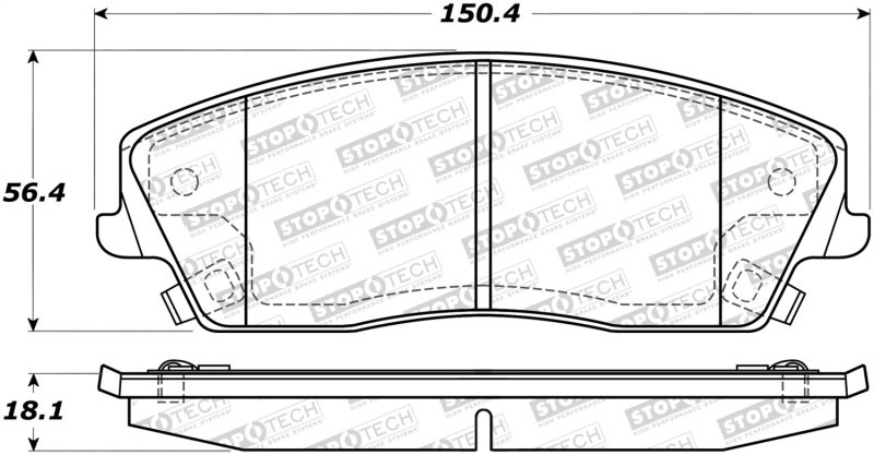 Stoptech 308.10560 | StopTech Street Brake Pads Dodge Magnum Solid Rear Disc, Front; 2005-2008