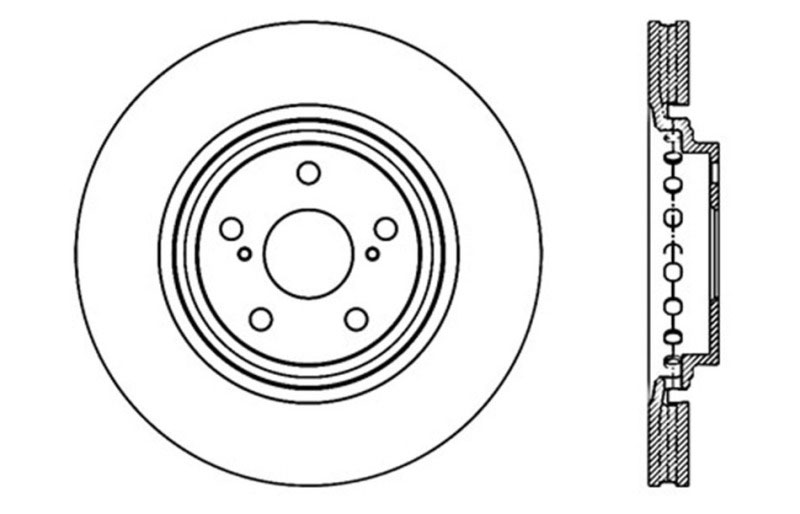 Stoptech 127.44158R | StopTech Toyota Highlander Sport Drilled/Slotted Rotor, Front Right; 2008-2016