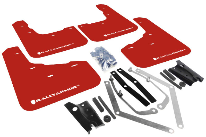 Rally Armor mf29-ur-rd/wh | 13+ Ford Fiesta ST Red Mud Flap w/ White Logo; 2013-2015