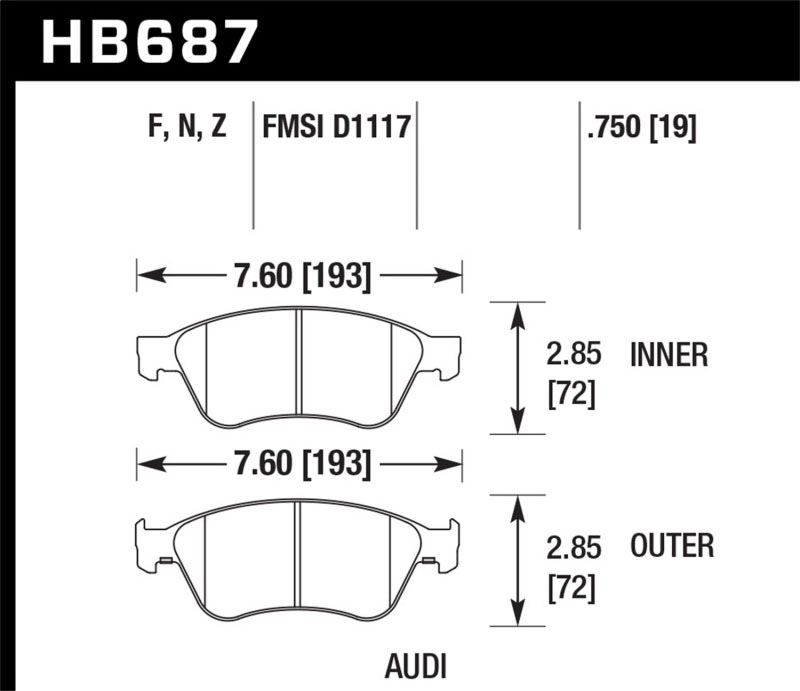 Hawk Performance hb687b750 | Hawk 09-11 Audi S6 Base 5.2L HPS 5.0 Street Brake Pads - Front; 2009-2011