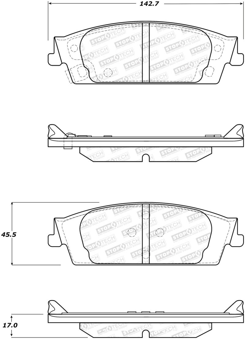 Stoptech 308.17070 | StopTech Street Brake Pads Chevrolet Suburban Police Pkg, Rear; 2015-2018