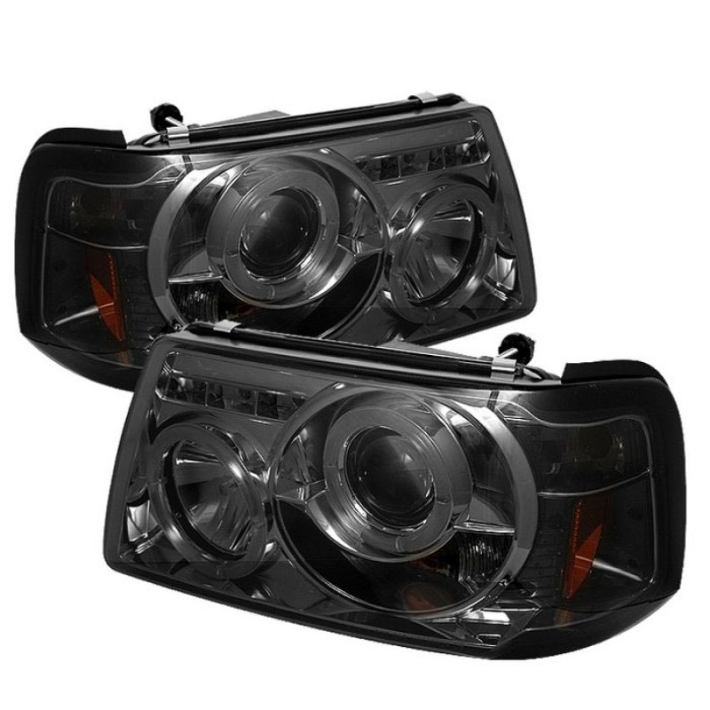 SPYDER 5010513 | Spyder Ford Ranger 1PC Halo LED ( Replaceable LEDs ) Projector Headlights - Smoke - (PRO-YD-FR01-1PC-HL-SM); 2001-2008