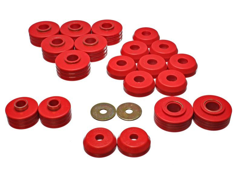 Energy Suspension 4.4109r | 80-96 Ford Bronco 4WD Red Body Mount Set; 1980-1996