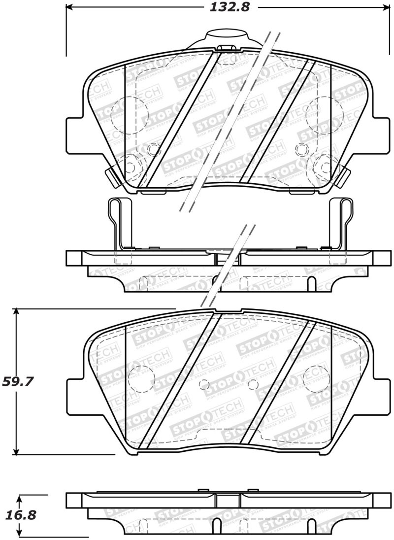 Stoptech 308.14320 | StopTech Street Brake Pads Hyundai Santa Fe, Front; 2010-2015