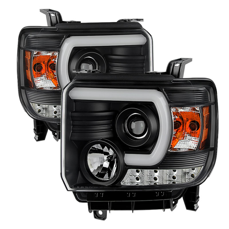 SPYDER 5080851 | Spyder GMC Sierra 2500HD/3500HD Projector Headlights - Light Bar DRL - Black - (PRO-YD-GS14V2-LBDRL-BK); 2014-2015