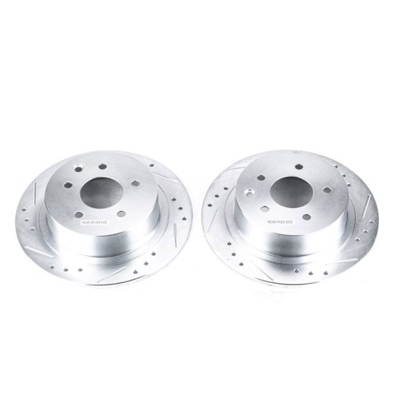 PowerStop jbr1102xpr | Power Stop 02-18 Nissan Altima Rear Evolution Drilled & Slotted Rotors - Pair; 2002-2018