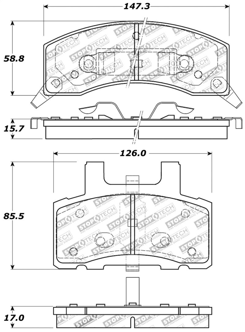 Stoptech 309.03700 | StopTech Sport Brake Pads Chevrolet C3500, Front; 1988-1989