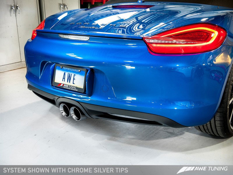 AWE Tuning 3010-32020 | Porsche Cayman Base 2.7L 981 Performance Exhaust System - Chrome Silver Tips; 2014-2016