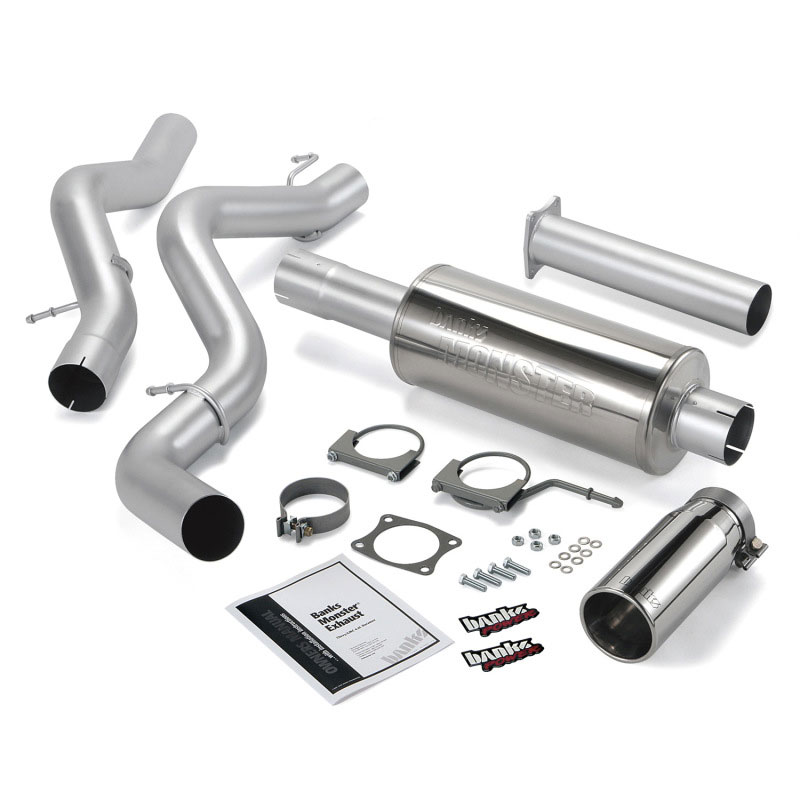 Banks Power 48633 | 02-05 Chevy 6.6L EC/CCSB Monster Exhaust System - SS Single Exhaust w/ Chrome Tip; 2002-2005