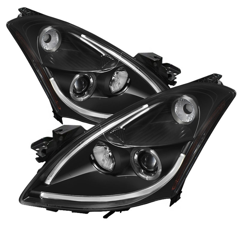 SPYDER 5076830 | Spyder Nissan Altima 4Dr Projector Headlights - Light Tube DRL LED Halo - Black - (PRO-YD-NA104D-LTDRL-BK); 2010-2012