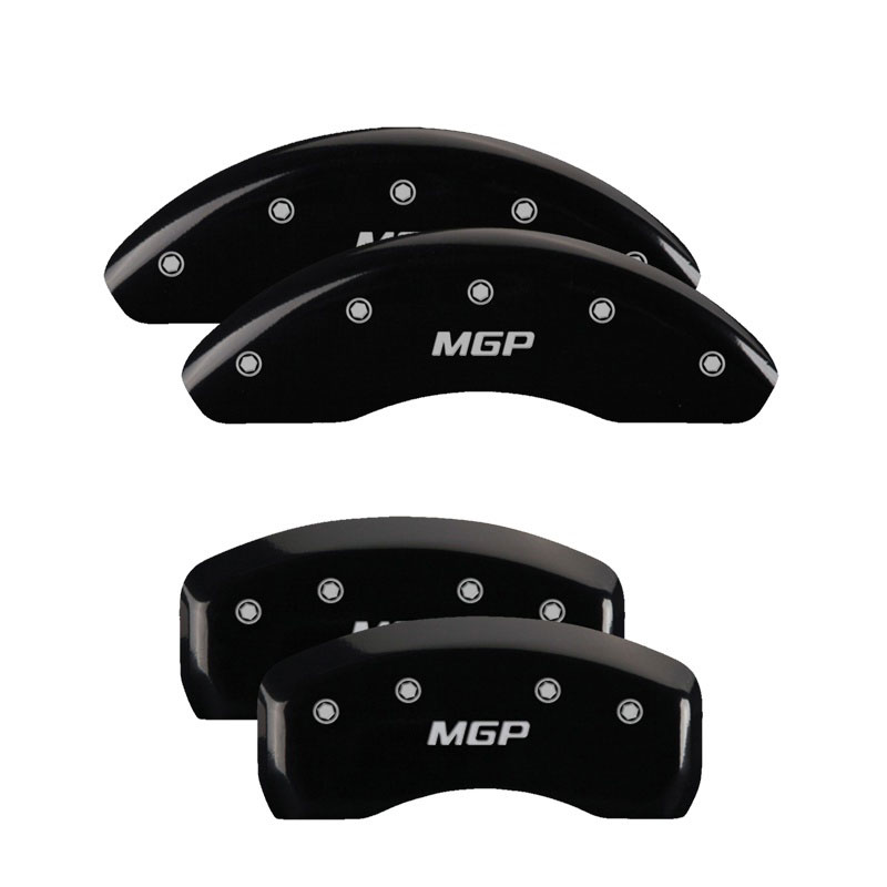 MGP 17207SMGPBK | MGP 4 Caliper Covers Engraved Front & Rear MGP Black finish silver ch; 2011-2012